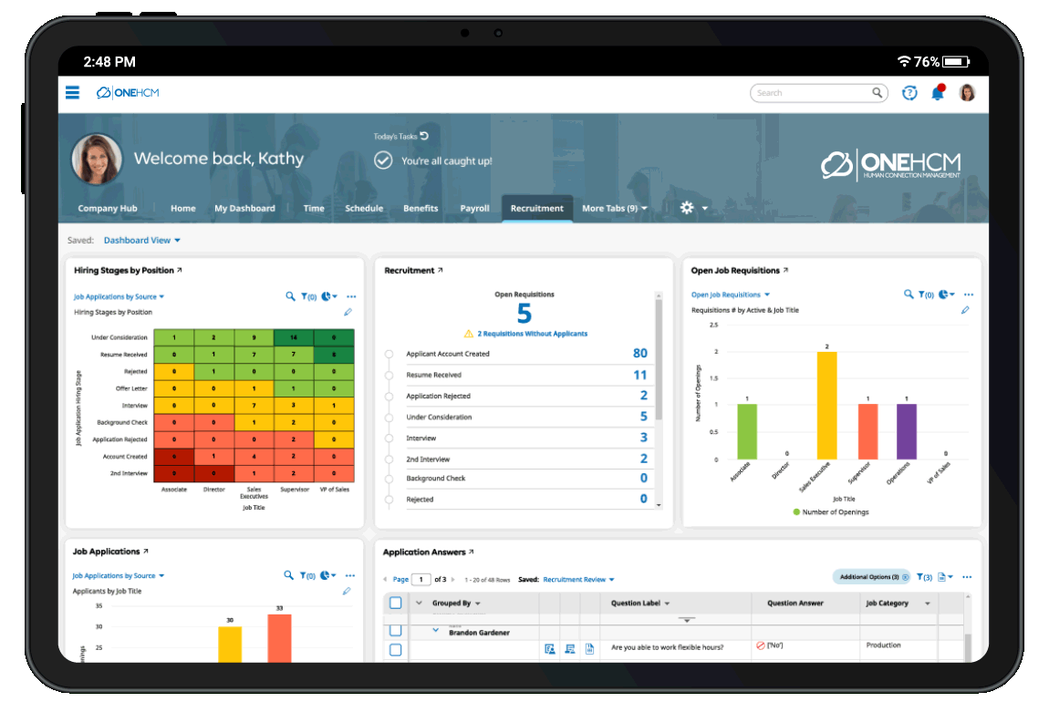 OnePoint HCM - Recruiting - Dashboard (Use on Any Background)
