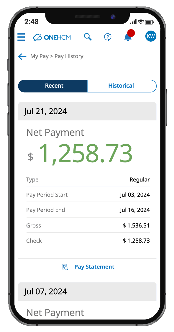 OnePoint HCM - Payroll - Pay History (Use on Any Background)