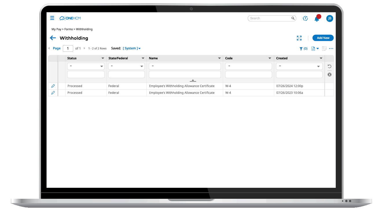 OnePoint HCM - Payroll - W4 (Use on Any Background)