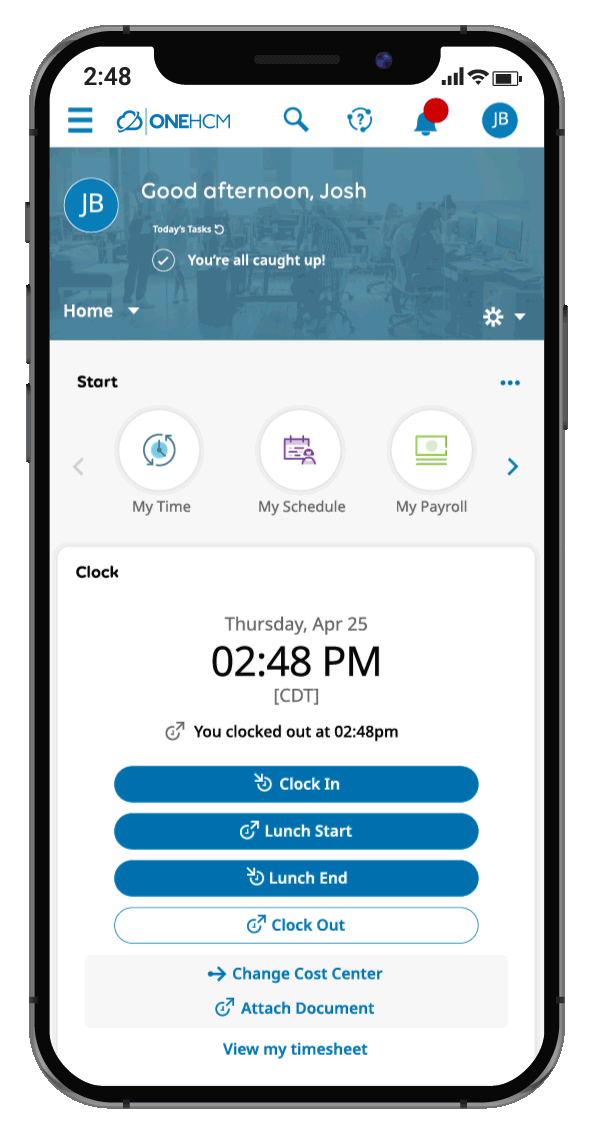 OnePoint HCM - TLM - Clock Out (Use on Any Background)