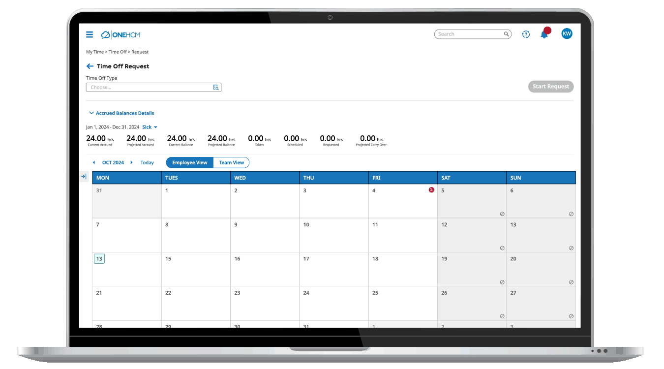 OnePoint HCM - TLM - Requesting Time Off (Use on Any Background)